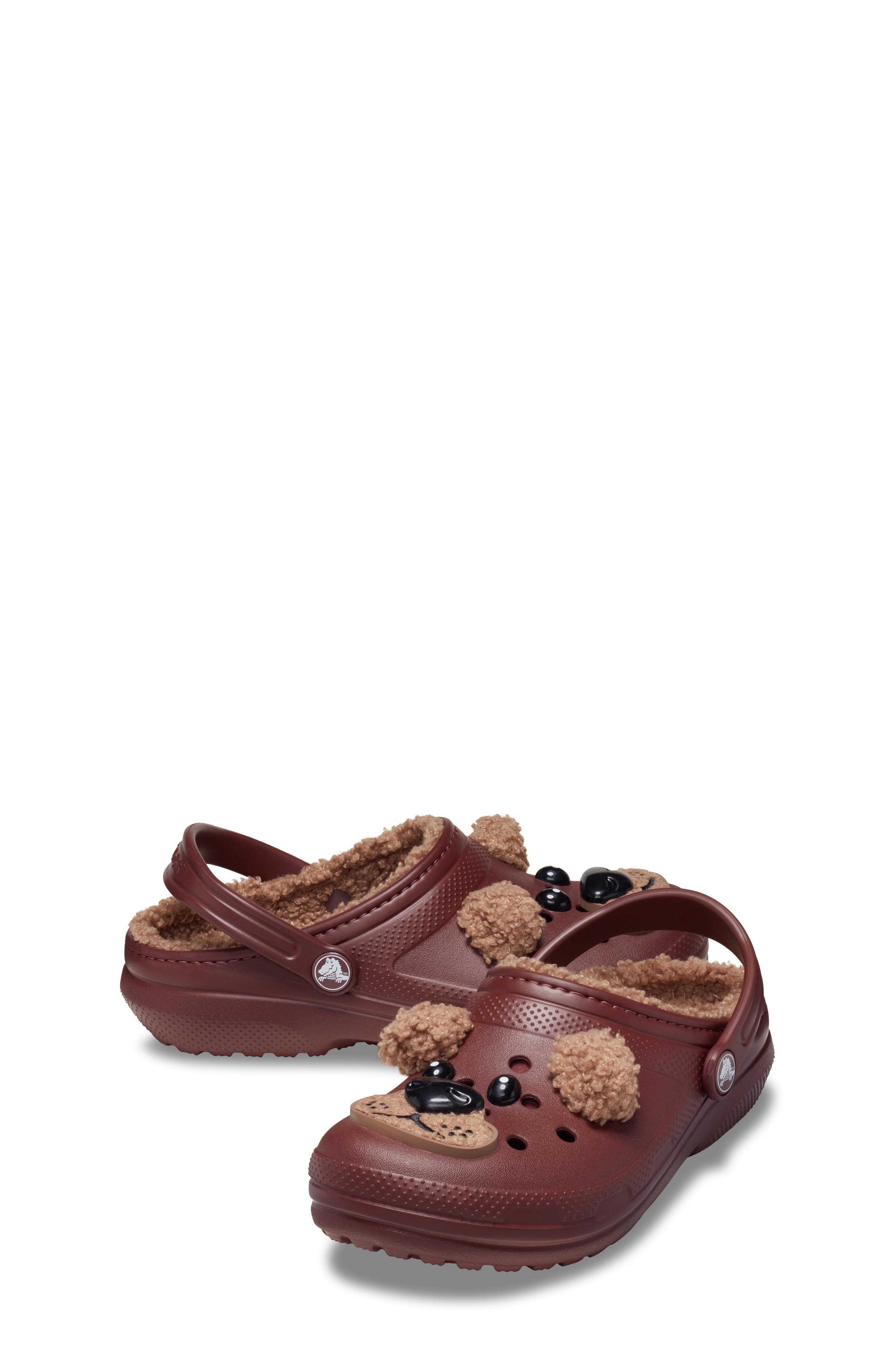 CROCS Kids' Classic Faux Shearling Lined Brown Bear Clog, Alternate, color, Dark Clay