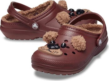 Kids' Classic Faux Shearling Lined Brown Bear Clog