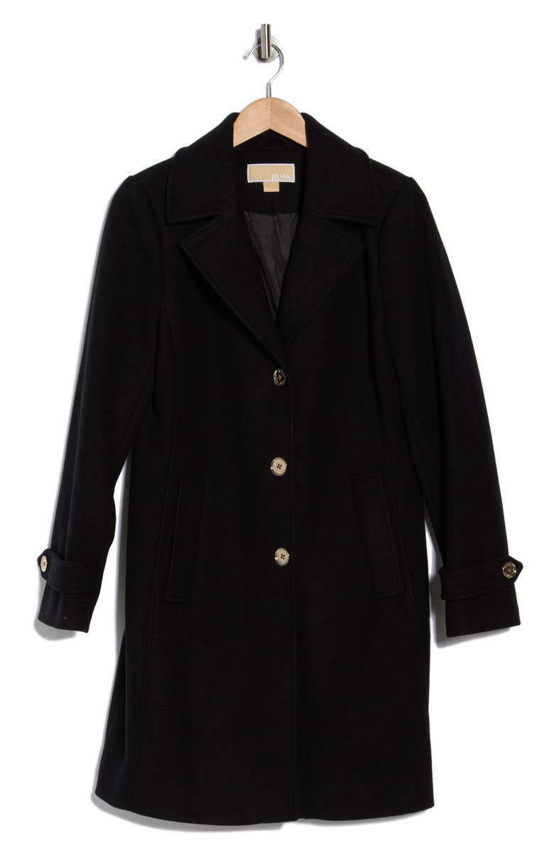 Michael Kors Notch Lapel Coat, Main, color, Black