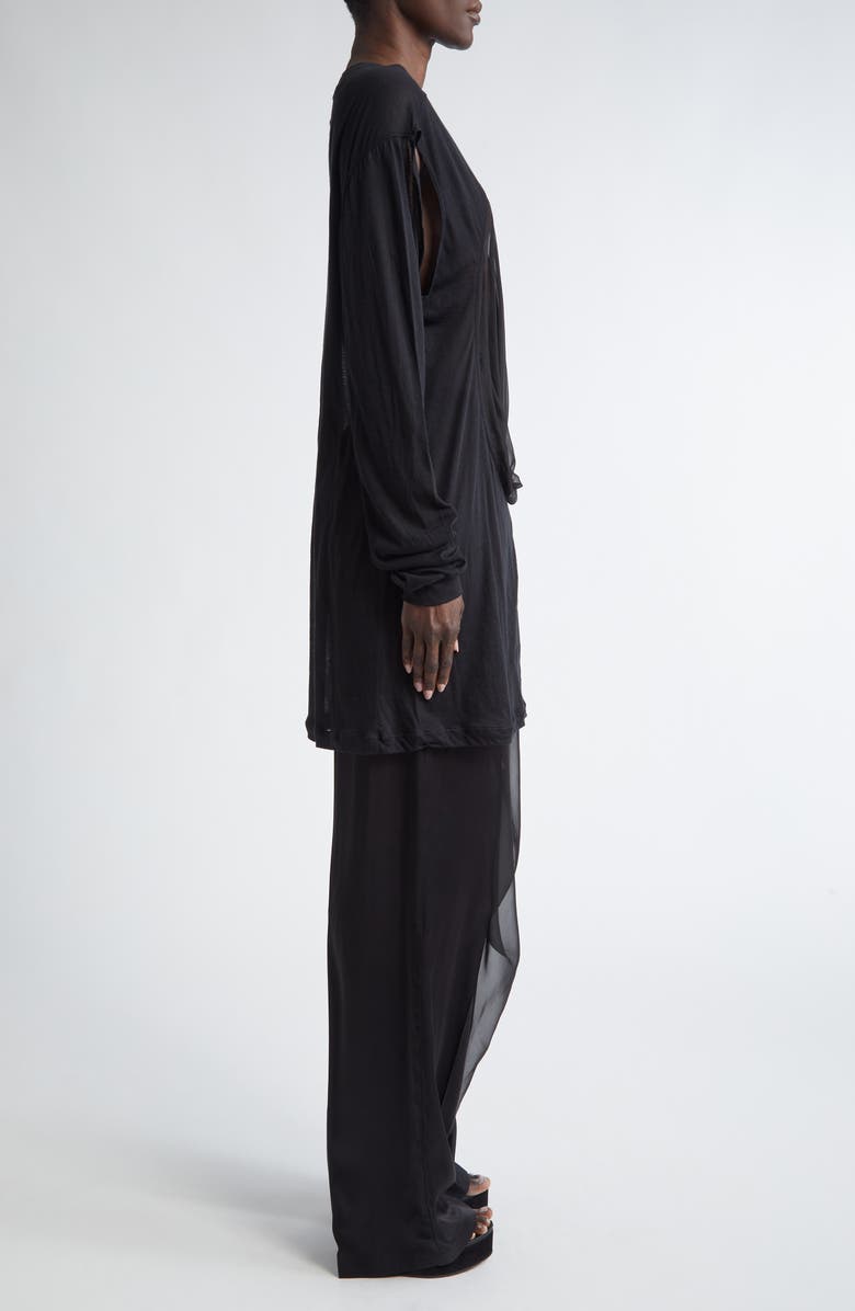 Rick Owens Drain Cutout Cotton & Silk Chiffon T-Shirt, Alternate, color,