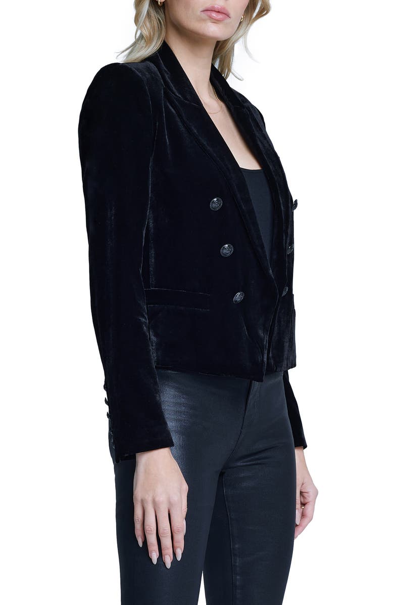 L'AGENCE Brooke Velvet Crop Blazer, Alternate, color, 