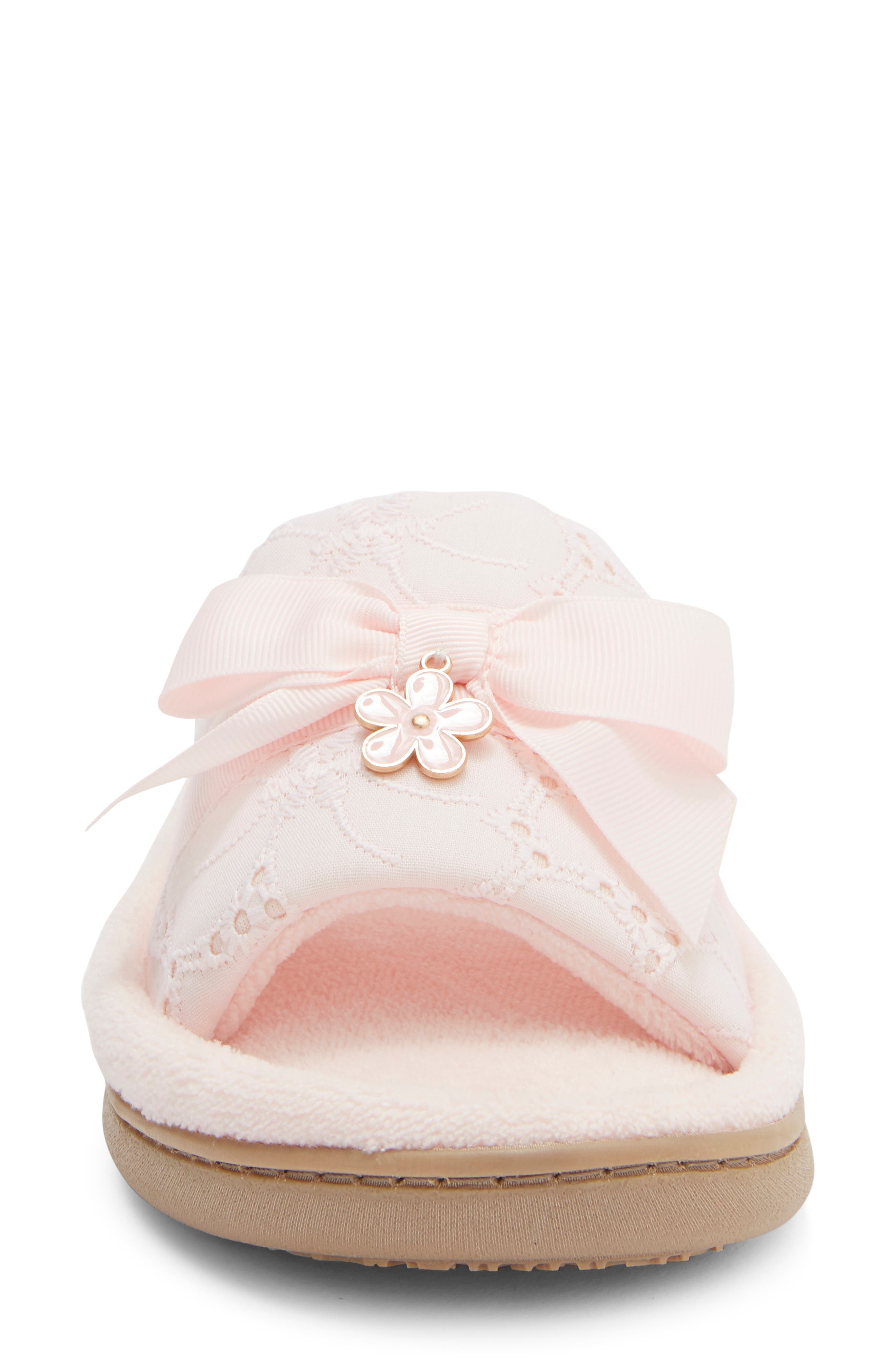 Lace Crochet Bow Slipper, Alternate, color, PINK