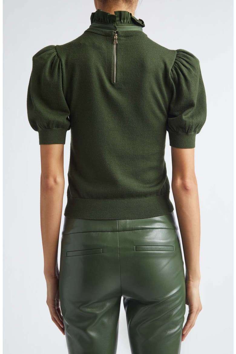 Chase Puff Sleeve Stretch Wool Sweater, Alternate, color, DARK FERN