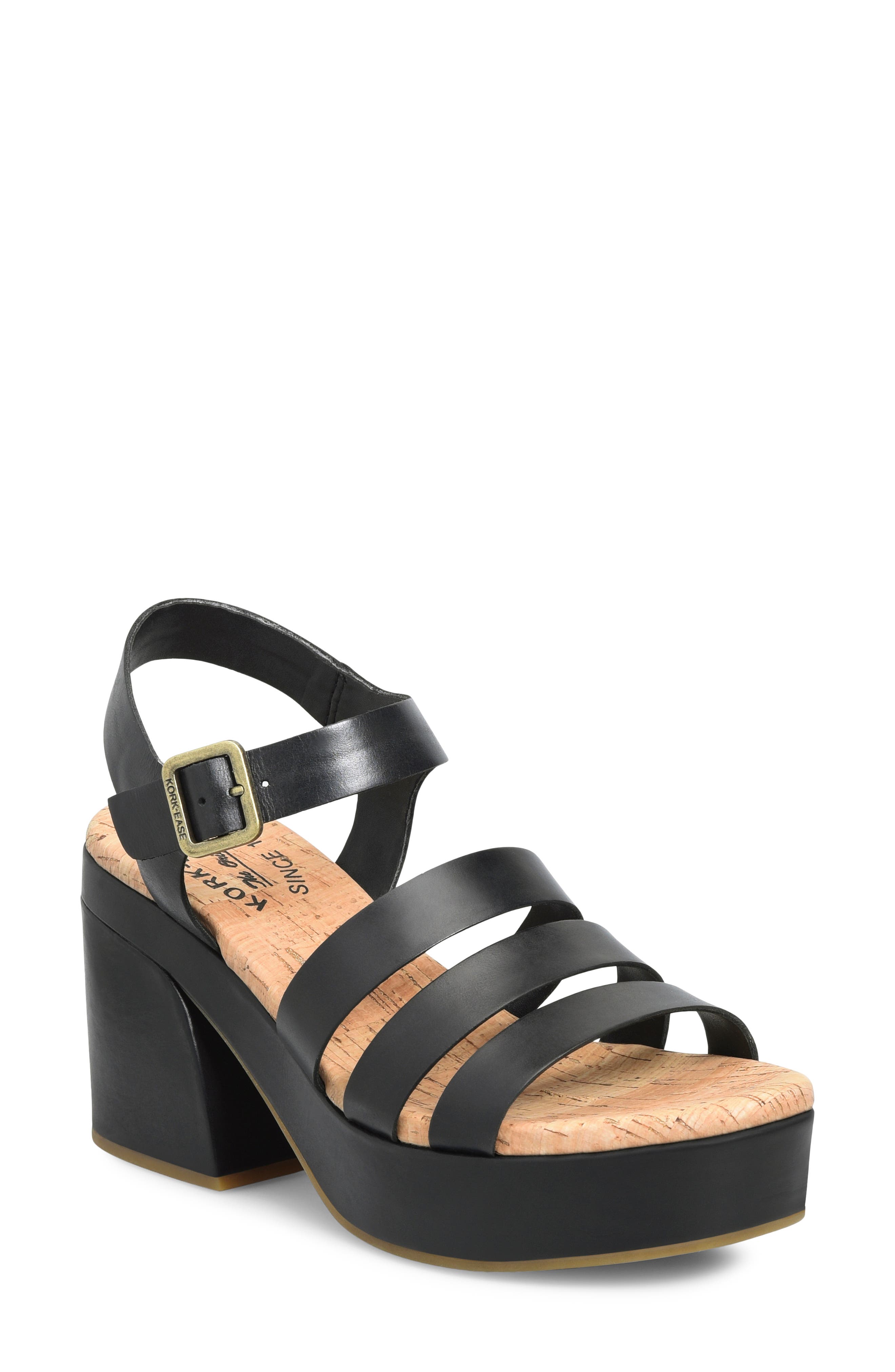Kork-Ease<sup>®</sup> Pasha Ankle Strap Platform Sandal, Main, color, Black