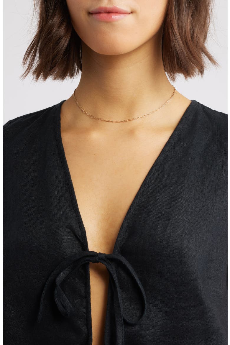 Linen Tie Front Vest, Alternate, color, BLACK