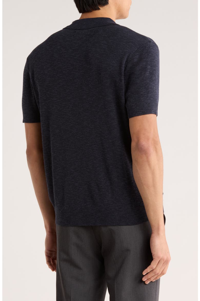 Cotton & Linen Blend Polo Sweater, Alternate, color, NAVY SAPPHIRE