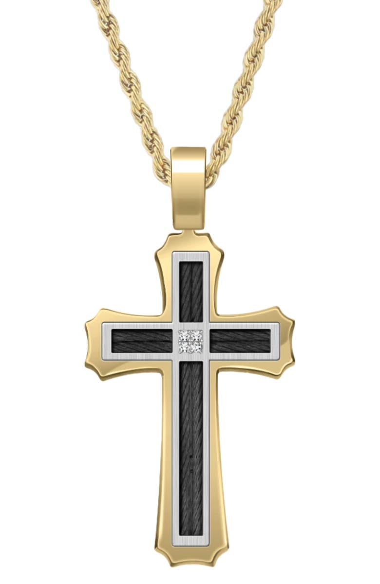 AMERICAN EXCHANGE Men's Diamond Accent Cross Pendant Necklace - 0.10ct., Main, color, 