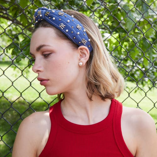 Lele Sadoughi Mlb Ny Yankees Embellished Headband In Blue