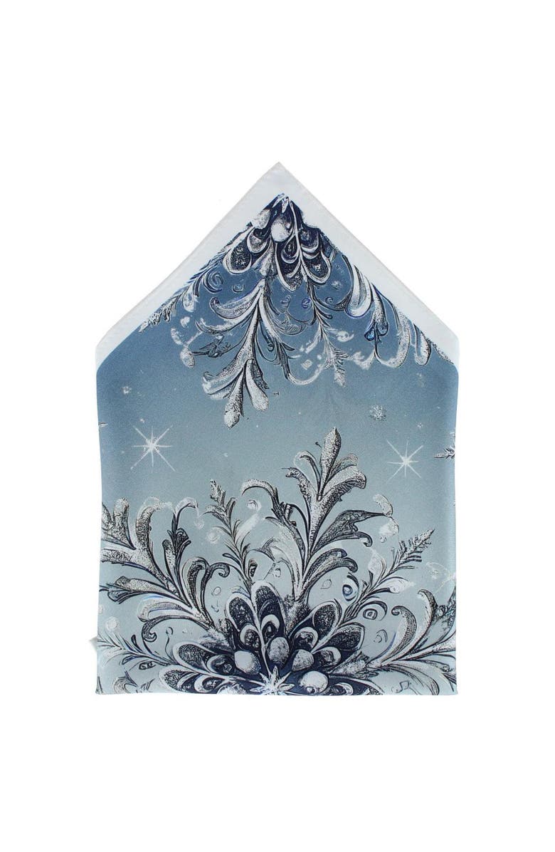Trafalgar Clarence The Classy Snowflake Silk Holiday 12x12 Pocket Square, Main, color, Light Blue