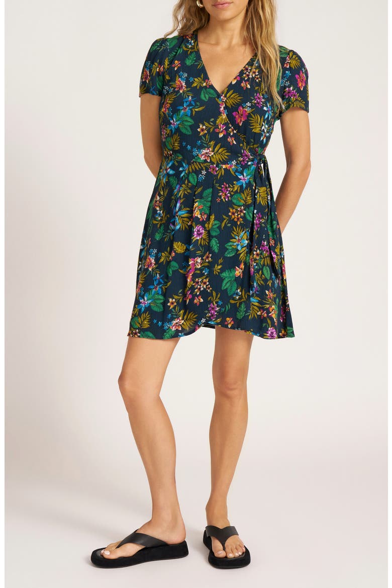 Floral Print Wrap Dress, Main, color, INK