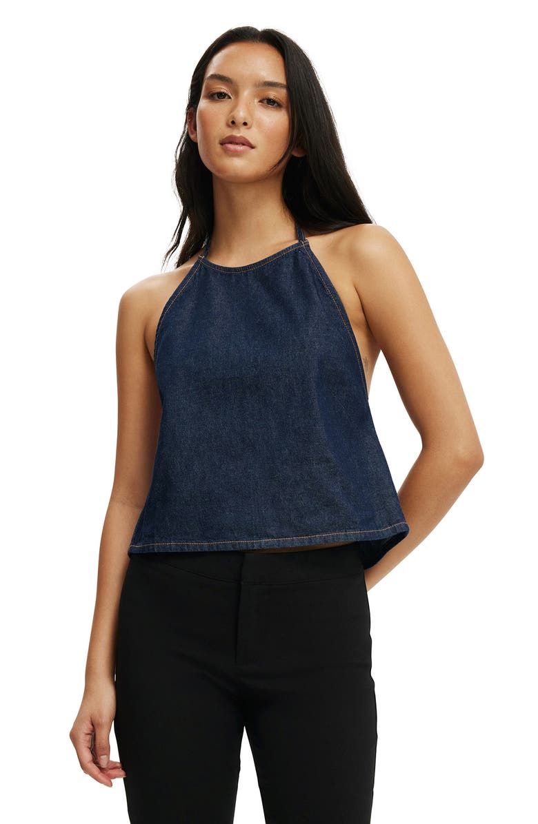 Cotton On Women's Ali Denim Halter Top, Main, color, 