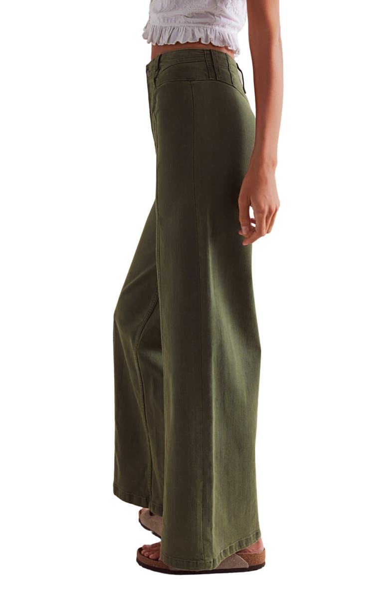 Free People Libre Front Yoke Wide Leg Jeans, Alternate, color, Thyme