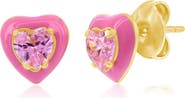 Donatello Gian Gold-Tone Pink Heart Earrings