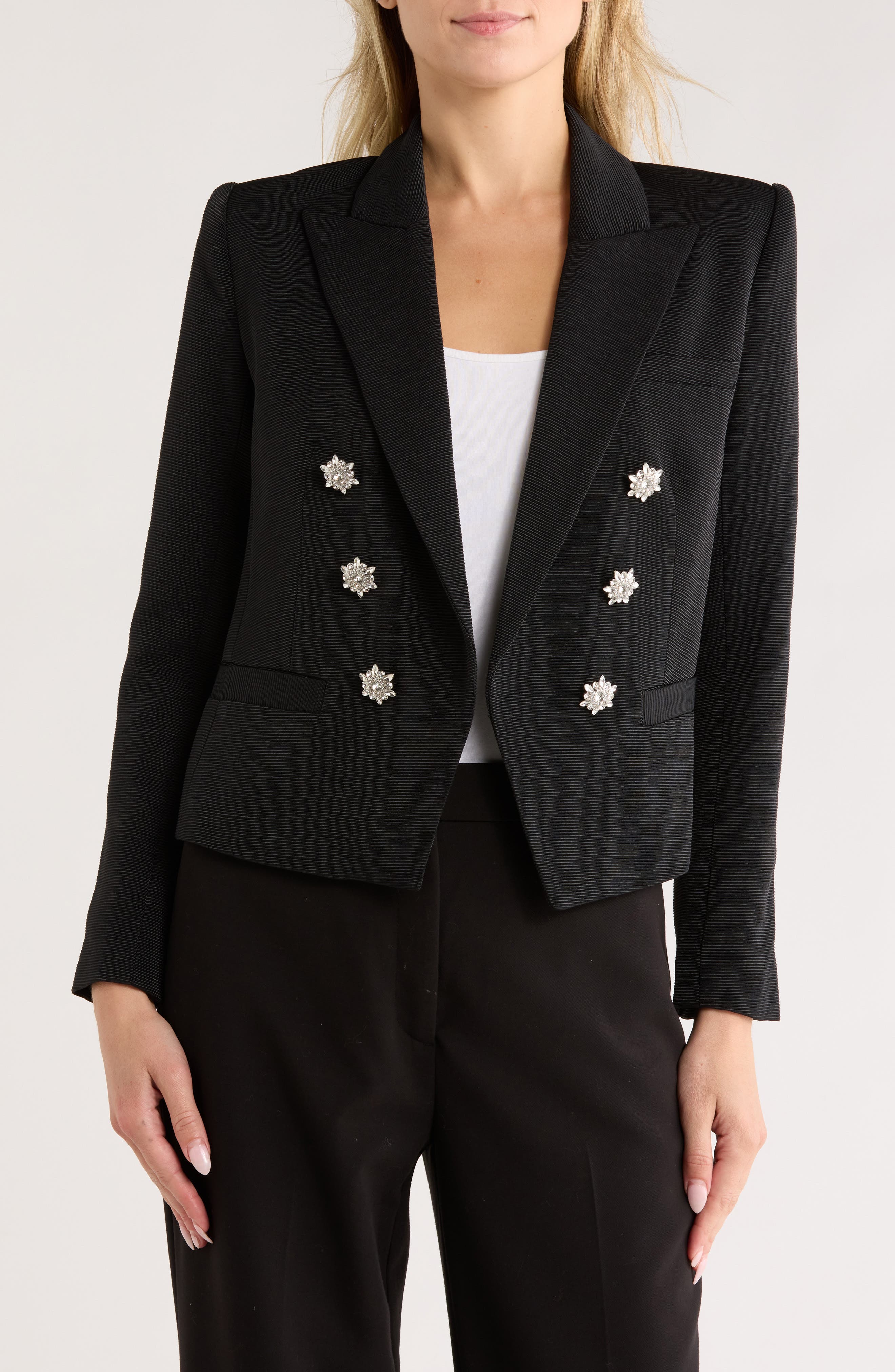 L'AGENCE Brooke Texture Double Breasted Crop Blazer