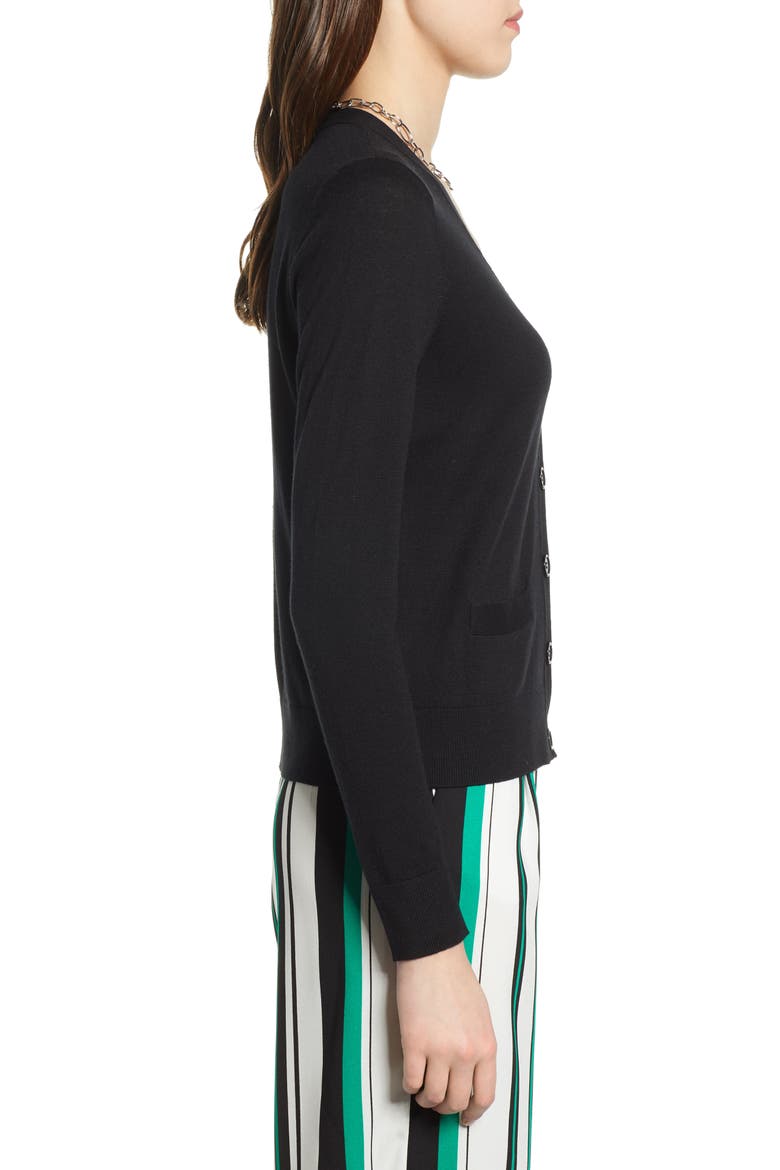 V-Neck Cardigan, Alternate, color, BLACK