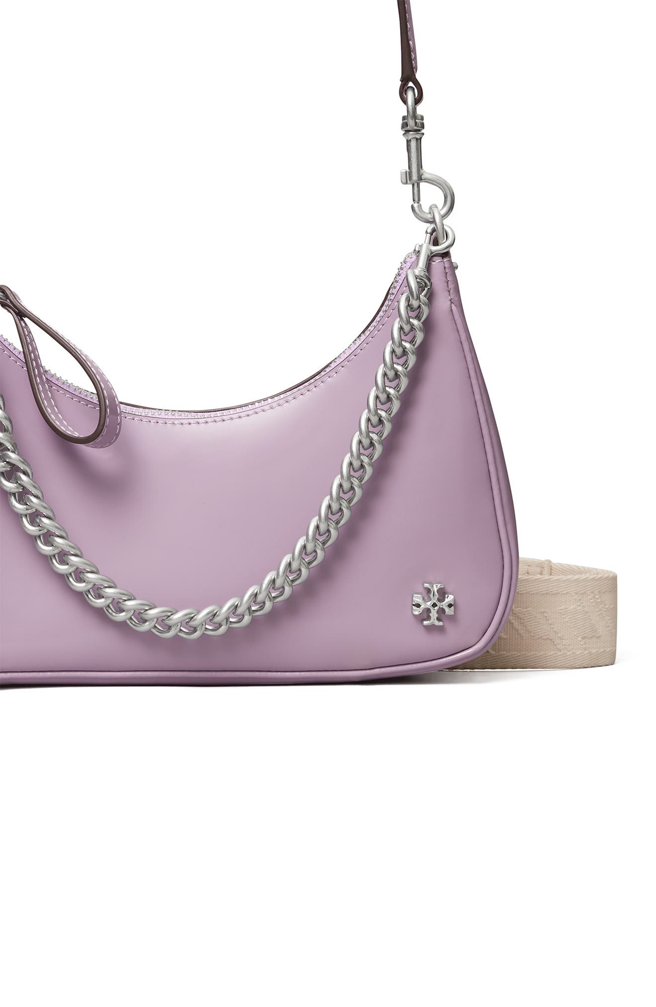 151 Mercer Patent Small Leather Crescent Bag, Alternate, color, THISTLE
