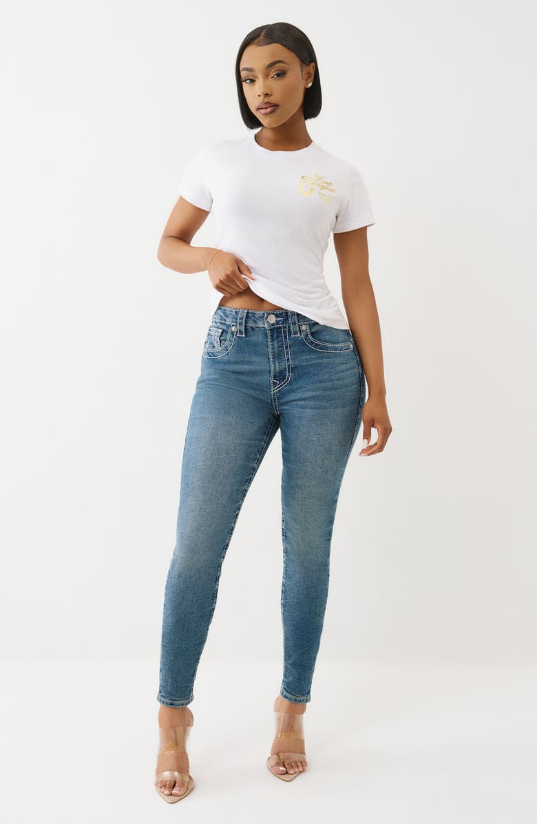 True Religion Halle Big T High Waist Ankle Skinny Jeans, Alternate, color, Medium Cozy Fireside Wash