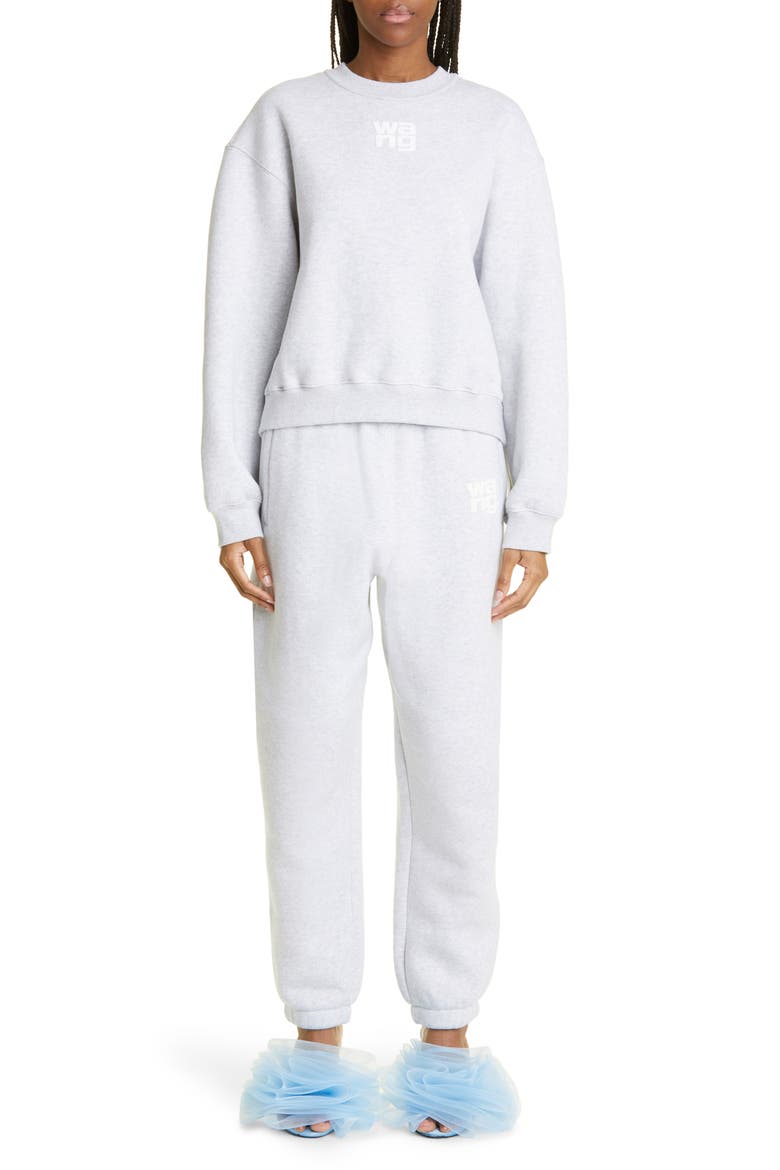 Puff Logo Structured Terry Sweatpants, Alternate, color, LIGHT HEATHER GREY