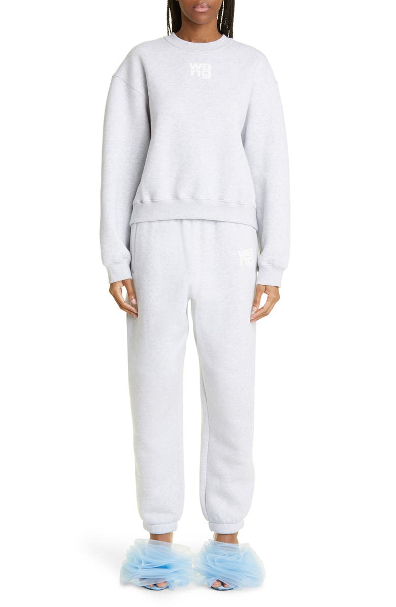 Alexander Wang Puff Logo Structured Terry Sweatpants, Alternate, color, Light Heather Grey