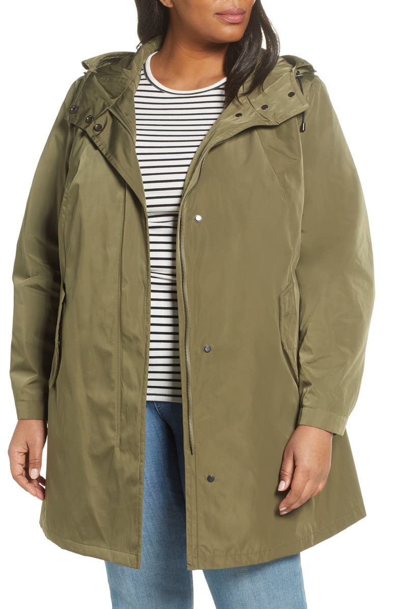 Gallery Water Repellent Hooded Raincoat, Main, color, 