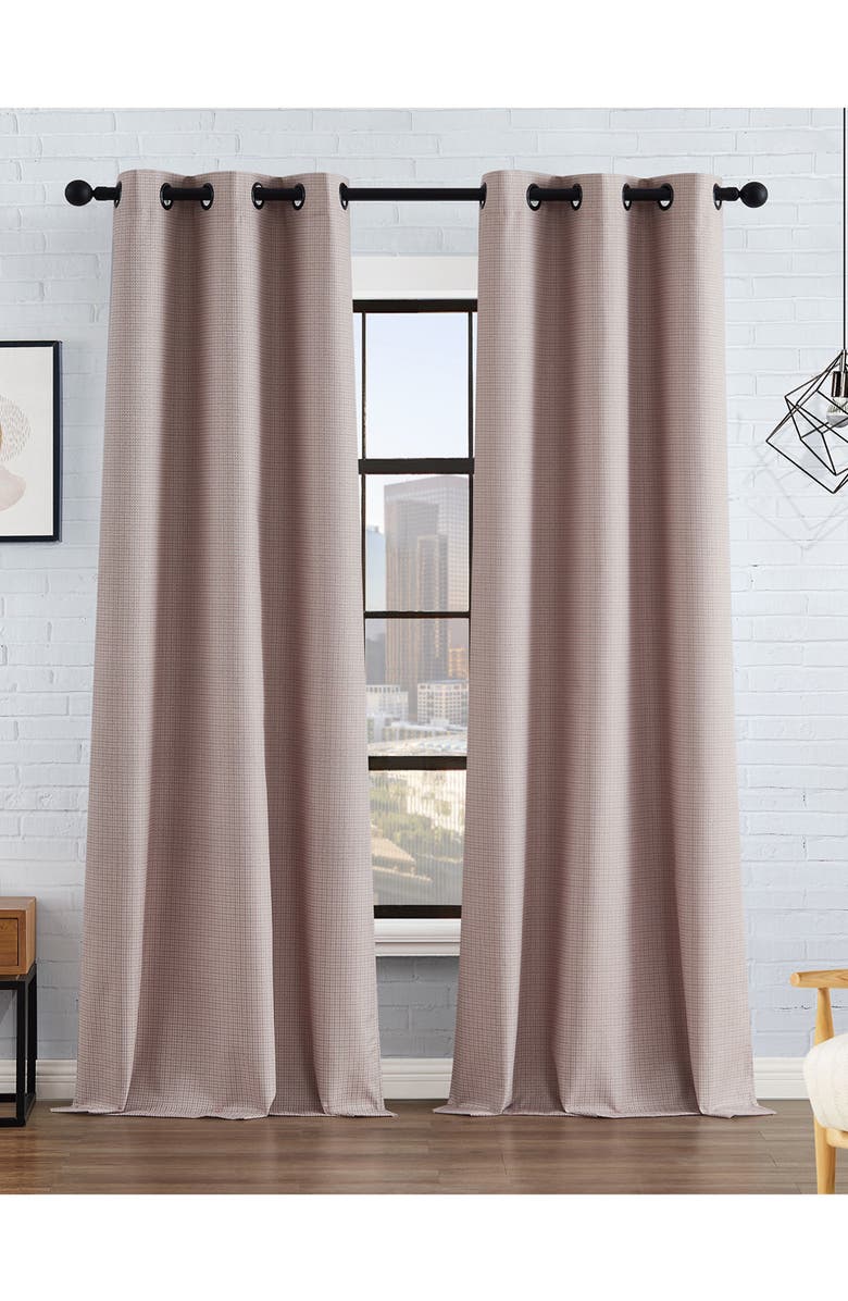 Lucky Brand Finley Textured Blackout Set of 2 Curtain Panels, Alternate, color, Blush Pink