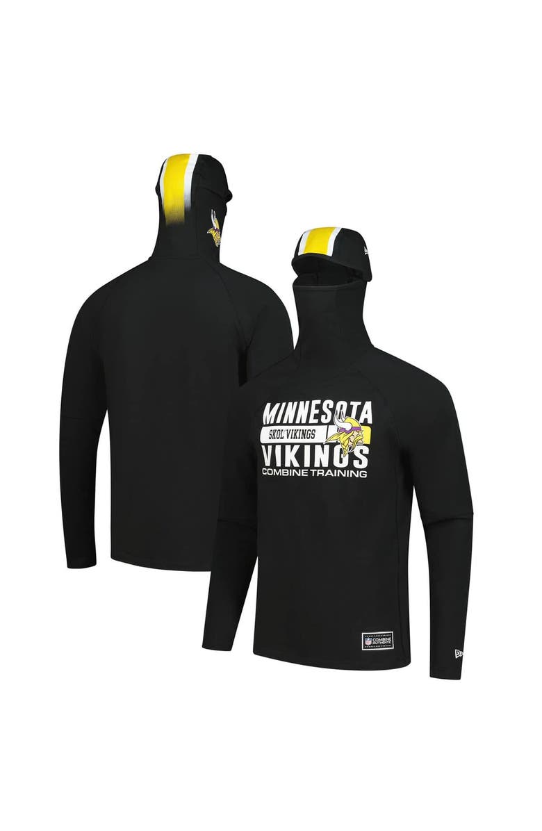 New Era Men's New Era Black Minnesota Vikings Functional Fandom Balaclava Helmet Stripe Tri-Blend Hoodie, Main, color, Black