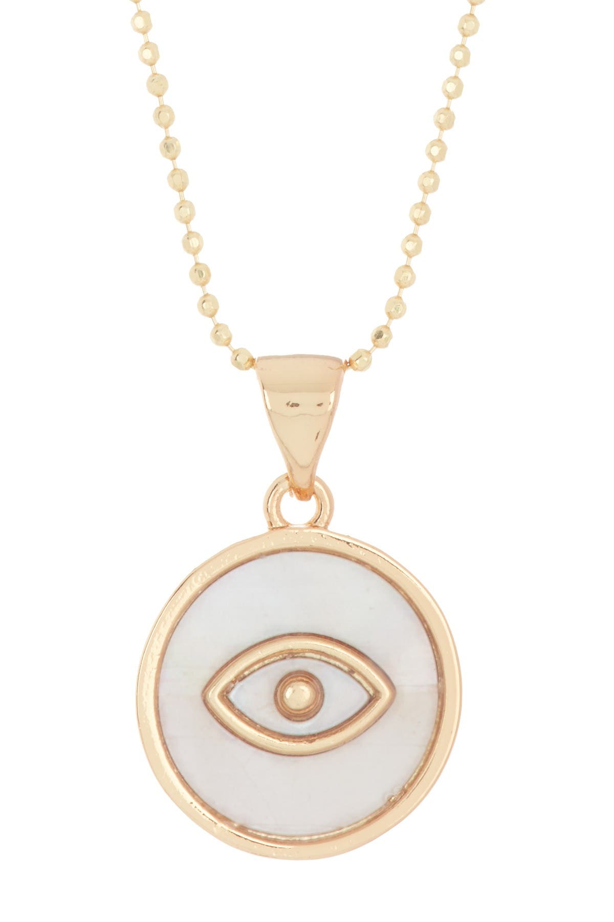 Adornia 14K Gold Plated Sterling Silver Mother-of-Pearl Evil Eye Disc Pendant Necklace