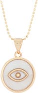 Adornia 14K Gold Plated Sterling Silver Mother-of-Pearl Evil Eye Disc Pendant Necklace