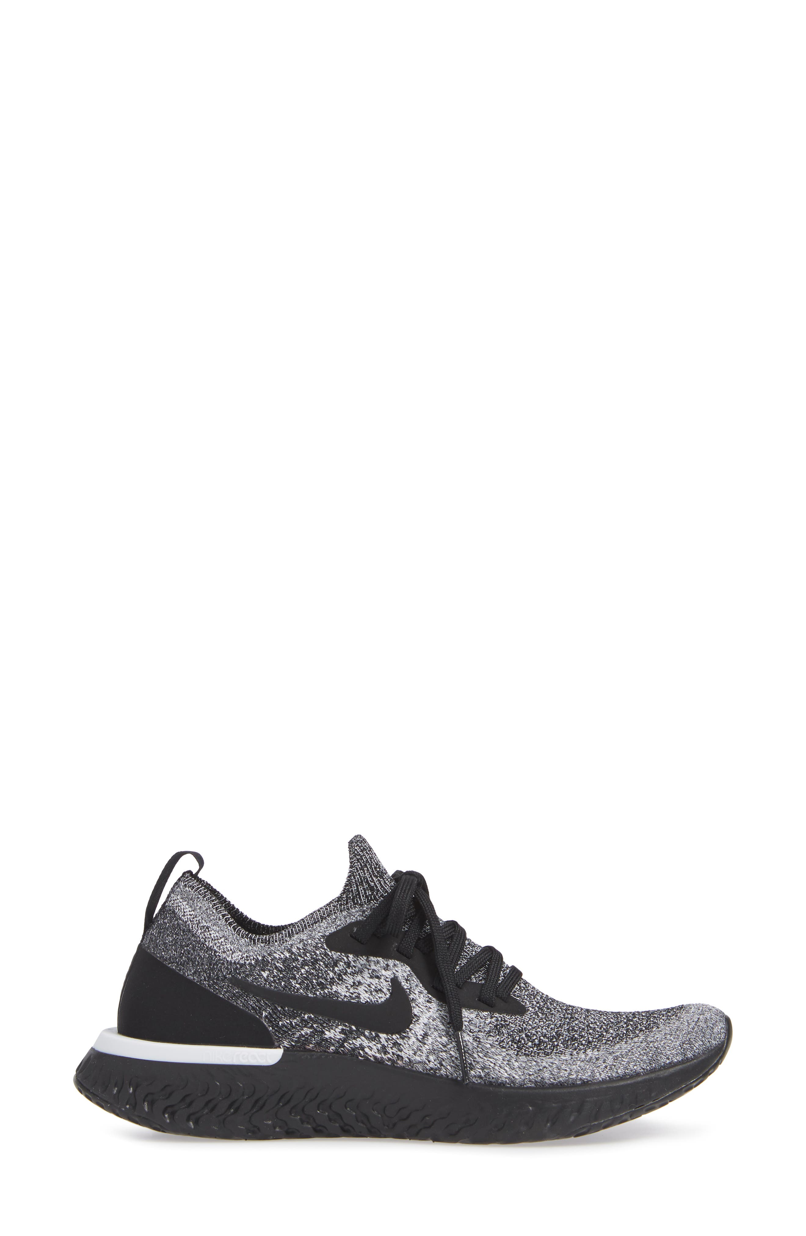Epic React Flyknit Running Shoe, Alternate, color, BLACK/ BLACK-WHITE