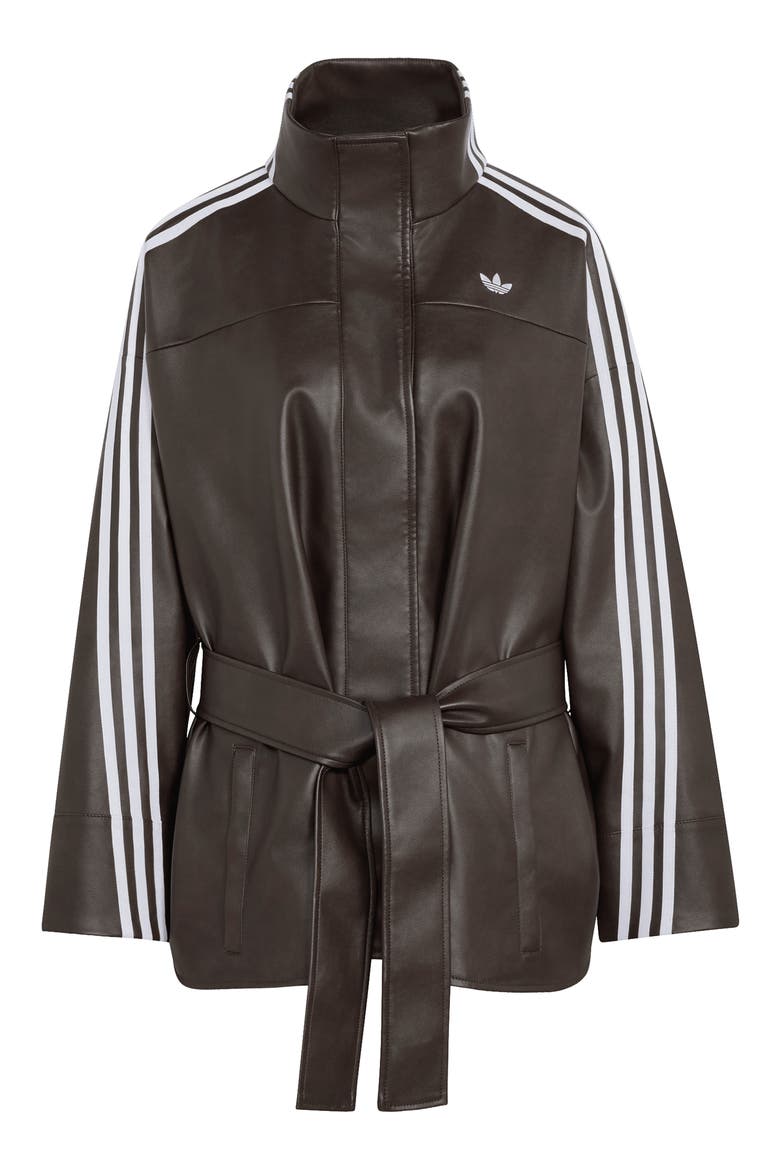 Faux Leather Belted Jacket, Alternate, color, AURORACOFEE