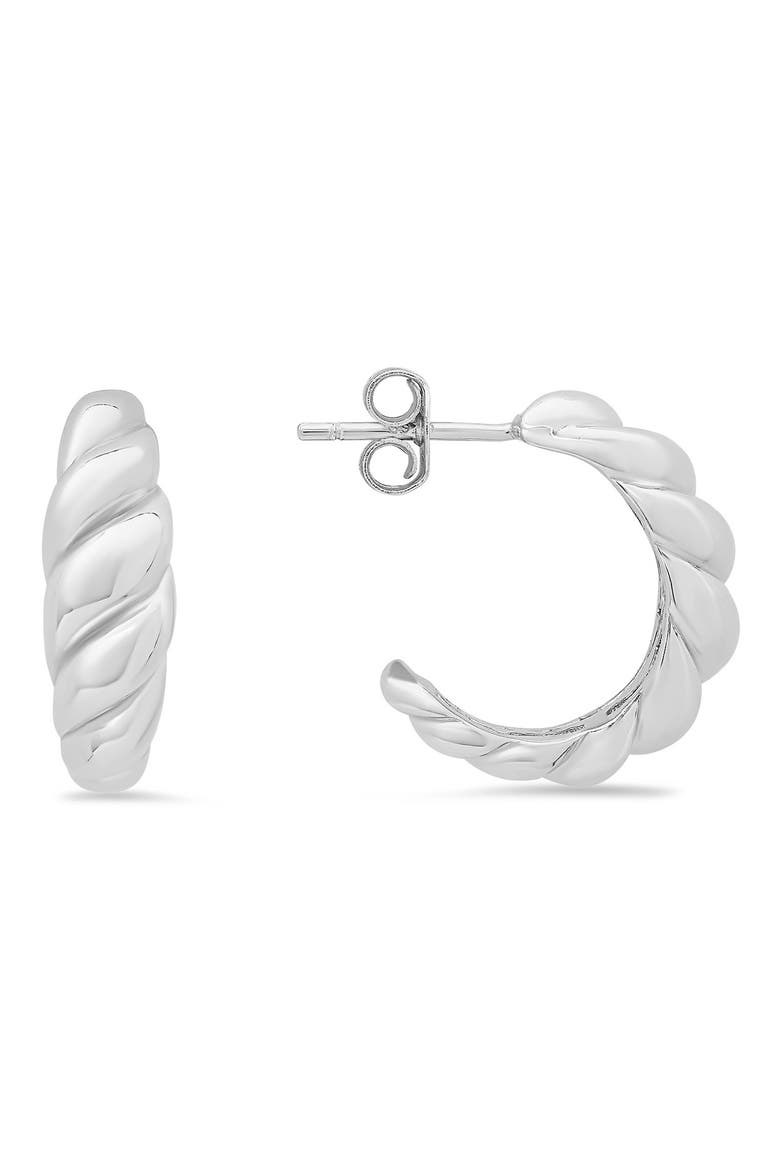 Chunky Shrimp Hoop Earrings, Main, color, SILVER