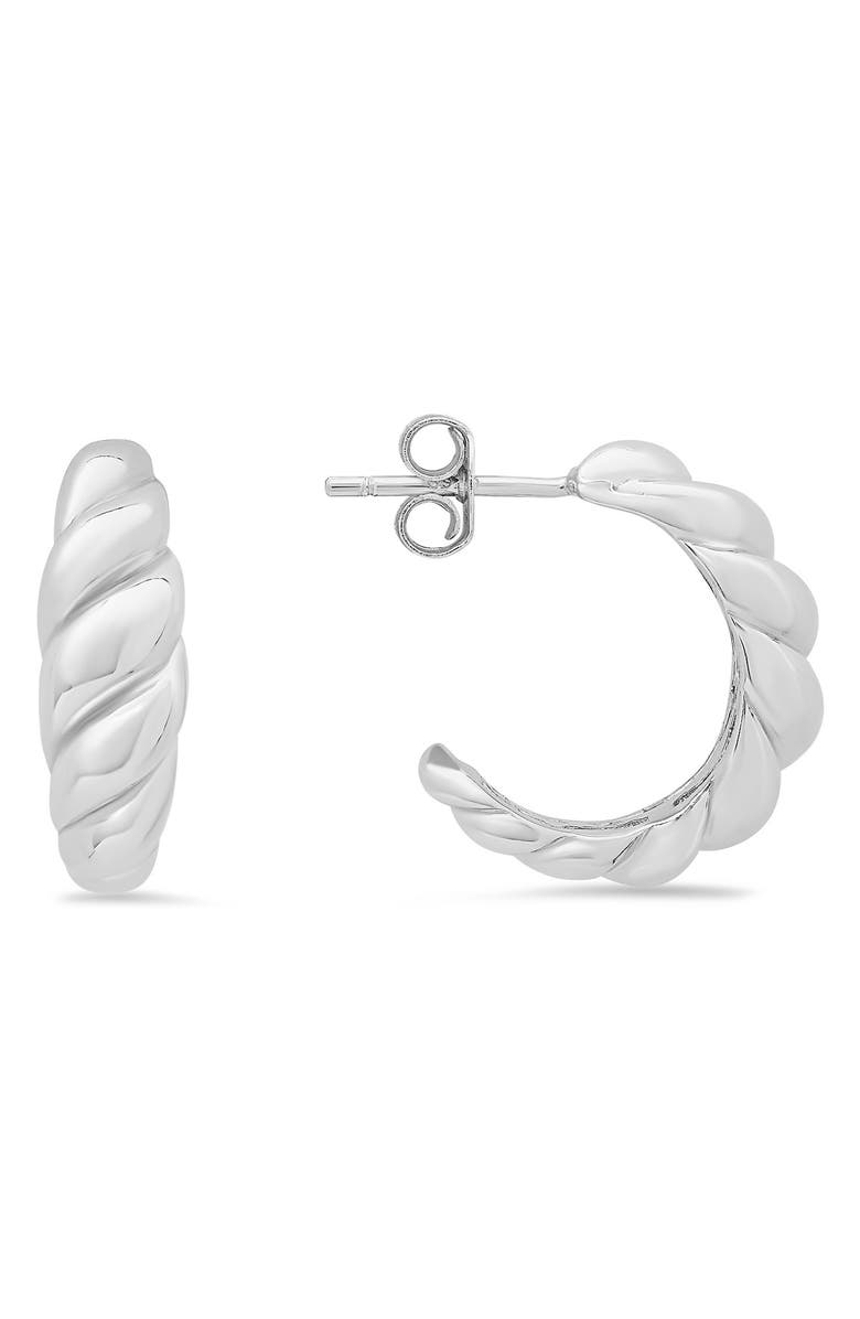 Queen Jewels Chunky Shrimp Hoop Earrings, Main, color, Silver