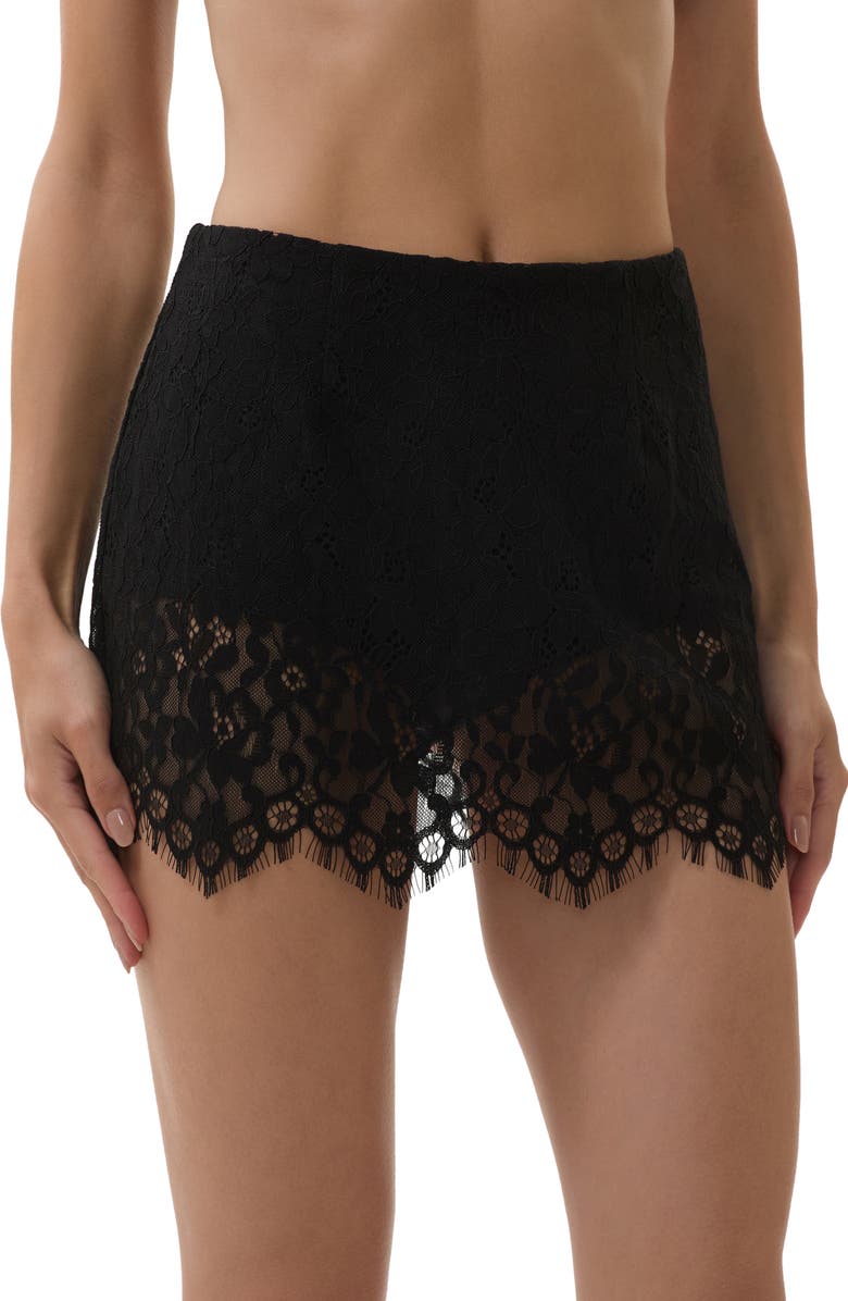 AFRM Presley Lace Miniskirt, Alternate, color, Noir