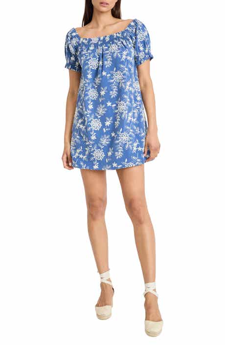 Embroidered Eyelet Shift Minidress