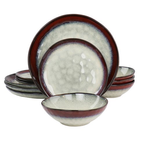 Elama Samara 12 Piece Stoneware Dinnerware Set In Multi