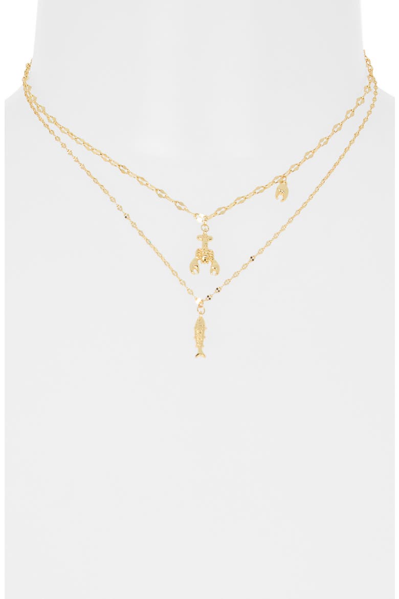 Two Row Lobster Pendant Necklace, Alternate, color, GOLD