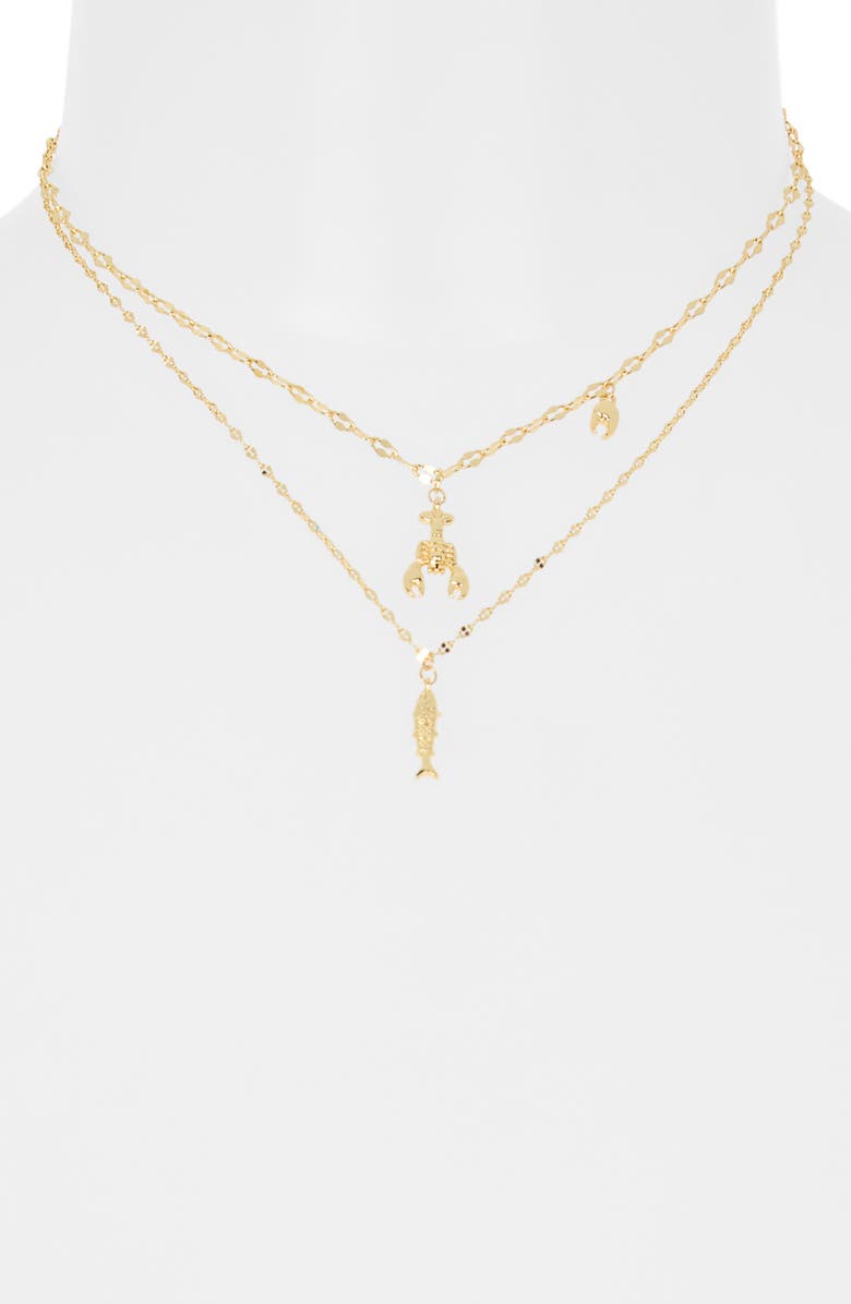 Leith Two Row Lobster Pendant Necklace, Alternate, color, Gold