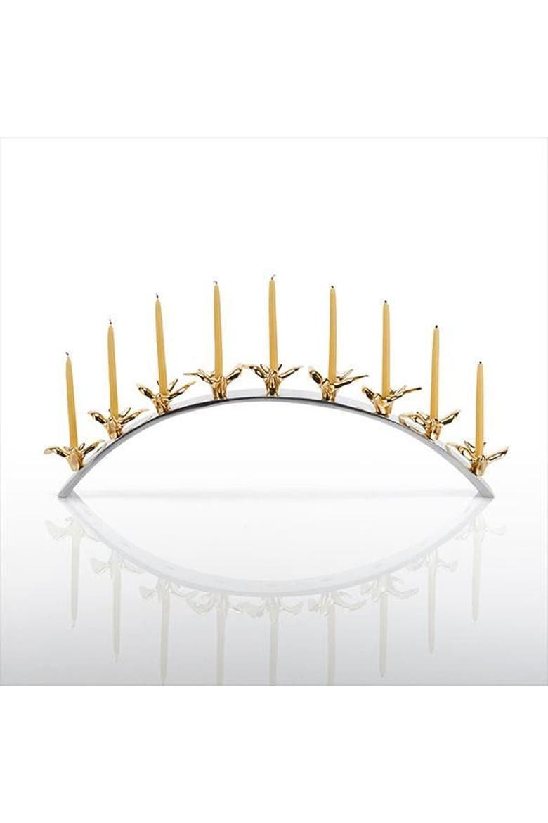 Dove Menorah Gold Plate Silver, Main, color, Gold
