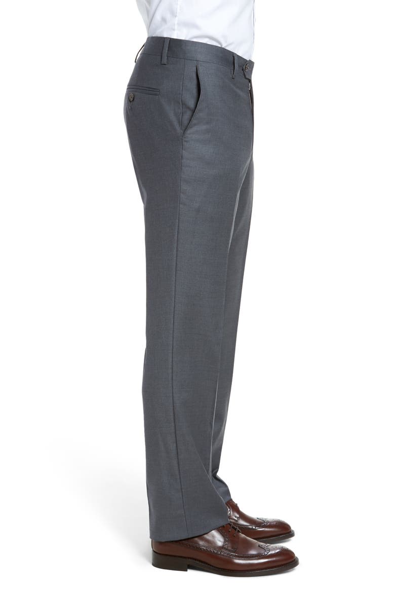 Flat Front Modern Fit Gabardine Stretch Wool Trousers, Alternate, color, MEDIUM GREY