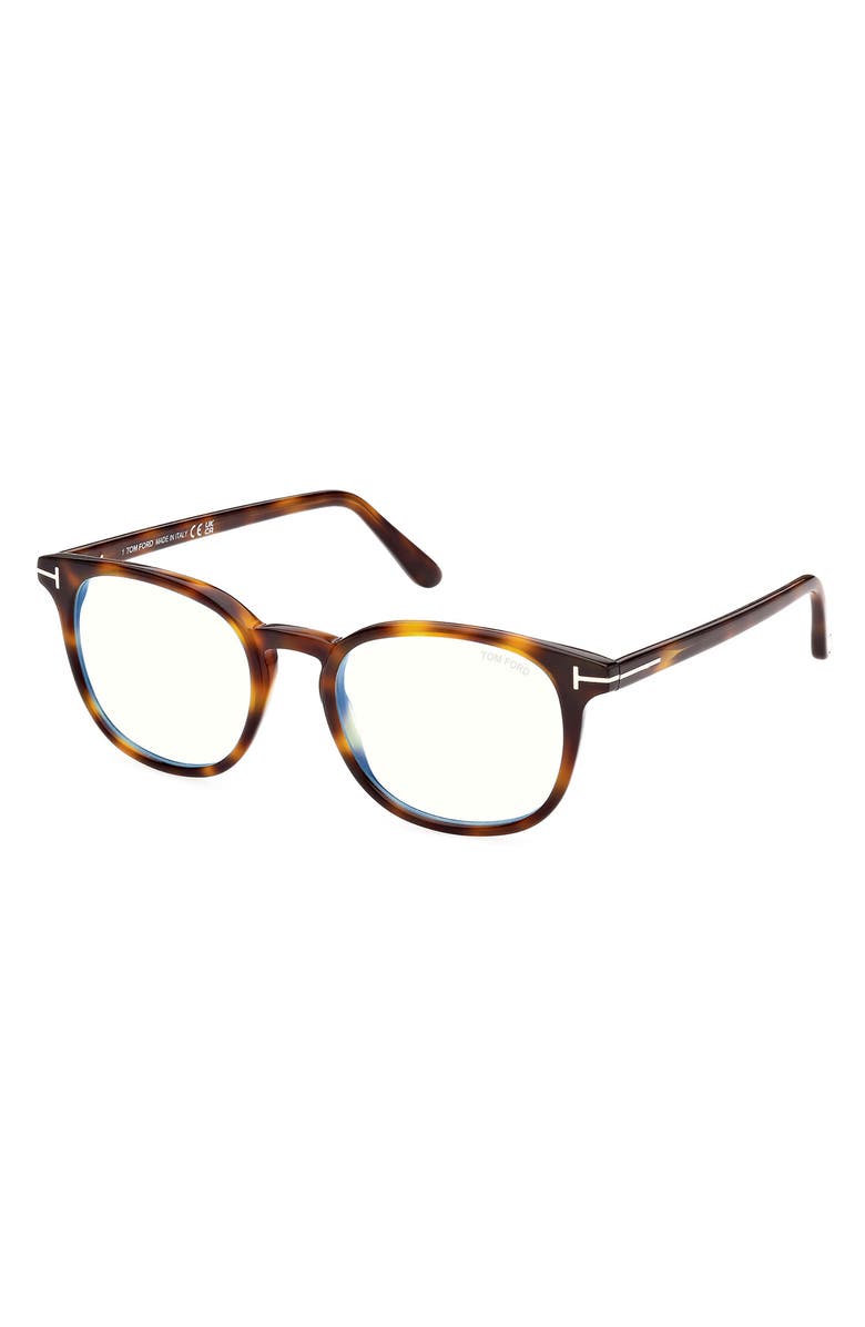 TOM FORD 52mm Round Blue Light Blocking Reading Glasses, Alternate, color, 