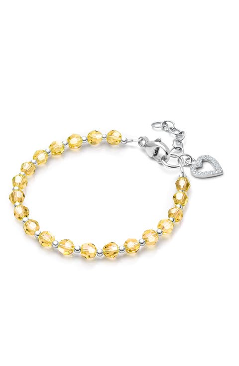 Sterling Silver Birthstone Crystal 6.25" Bracelet