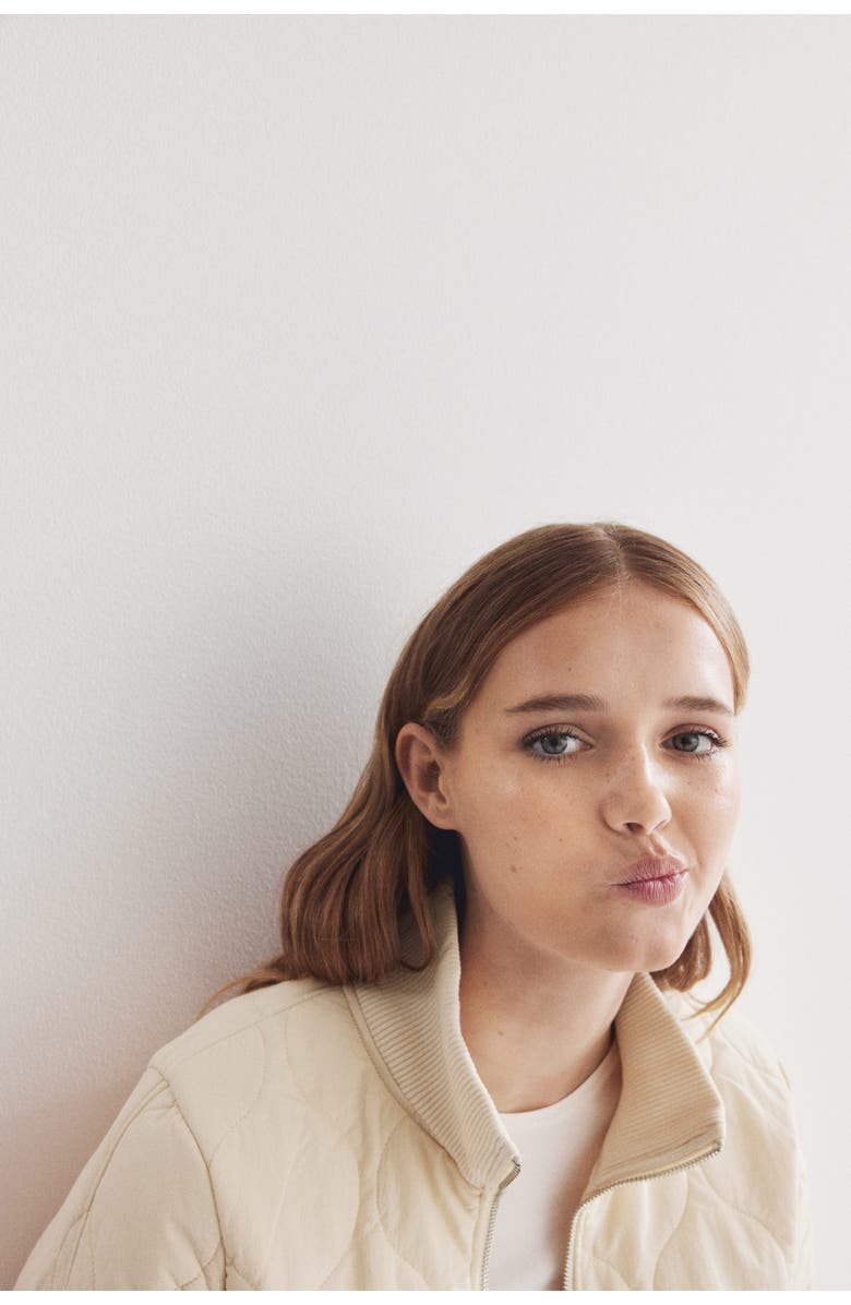 H&M Oversized Quilted Jacket, Alternate, color, Cream