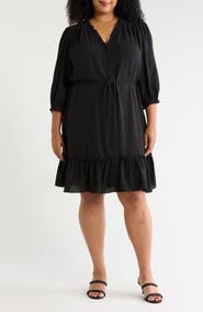 CeCe Ruffle Trim Button-Up Dress