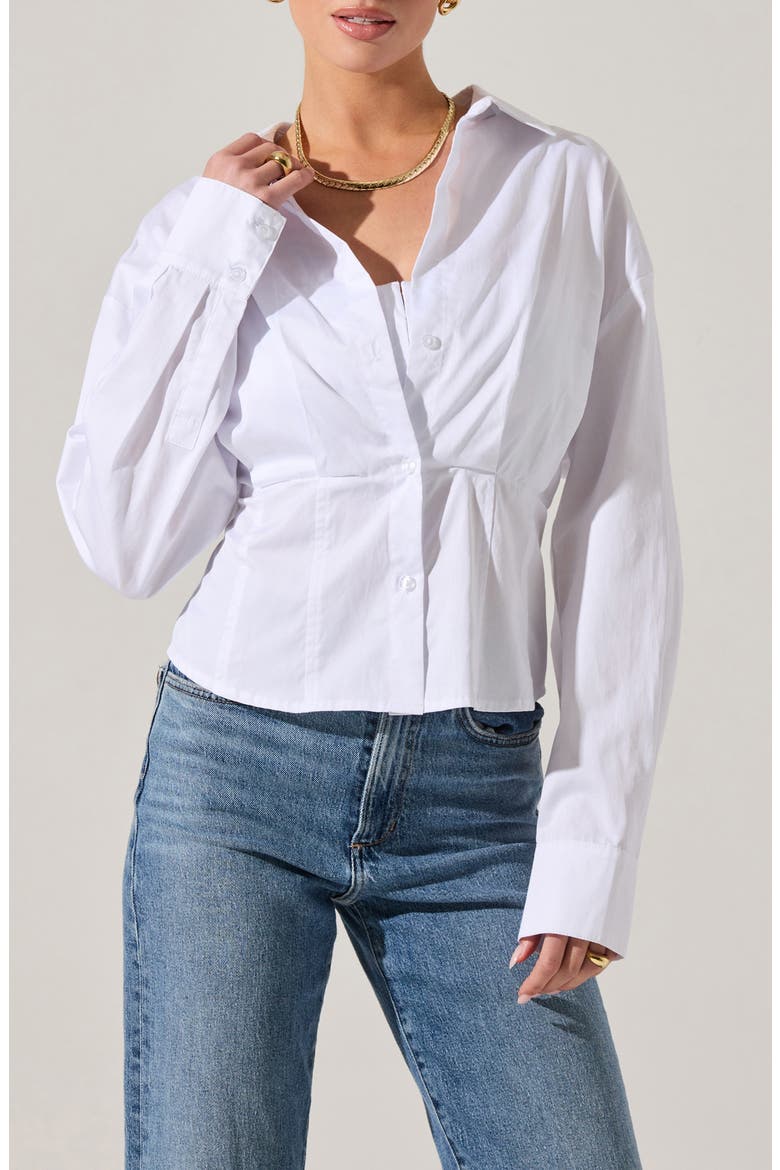 Layered Button-Up Shirt, Main, color, WHITE