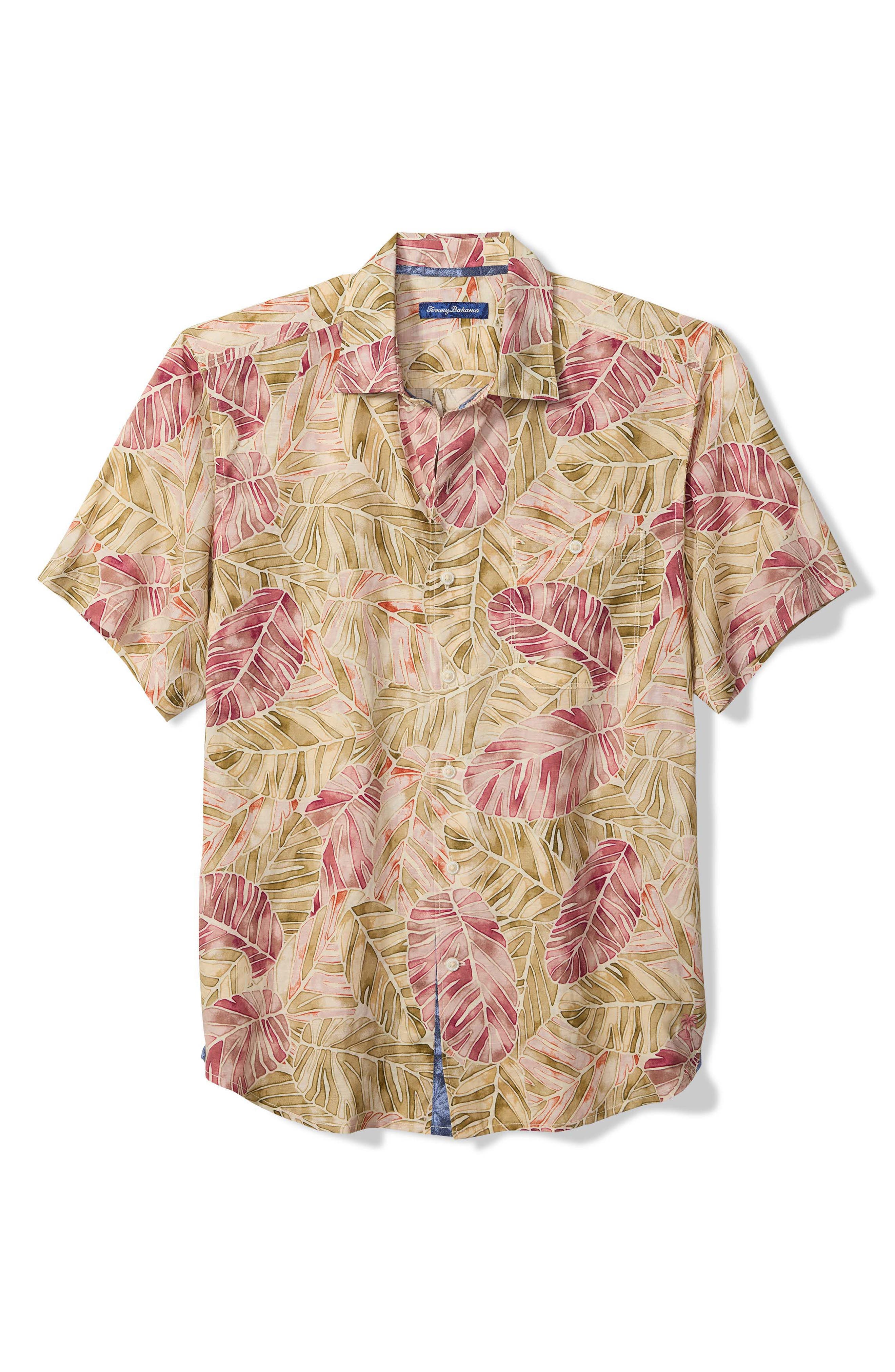 Sand Linen Villa Nueva Vines Short Sleeve Linen Blend Button-Up Shirt
