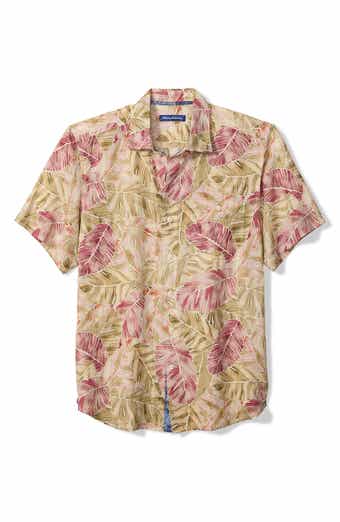 Sand Linen Villa Nueva Vines Short Sleeve Linen Blend Button-Up Shirt