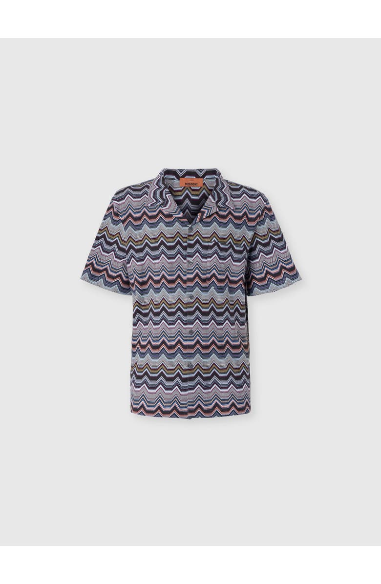 Missoni Bowling Shirt With Geometric Zigzag, Main, color, Multicoloured