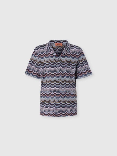 Bowling Shirt With Geometric Zigzag