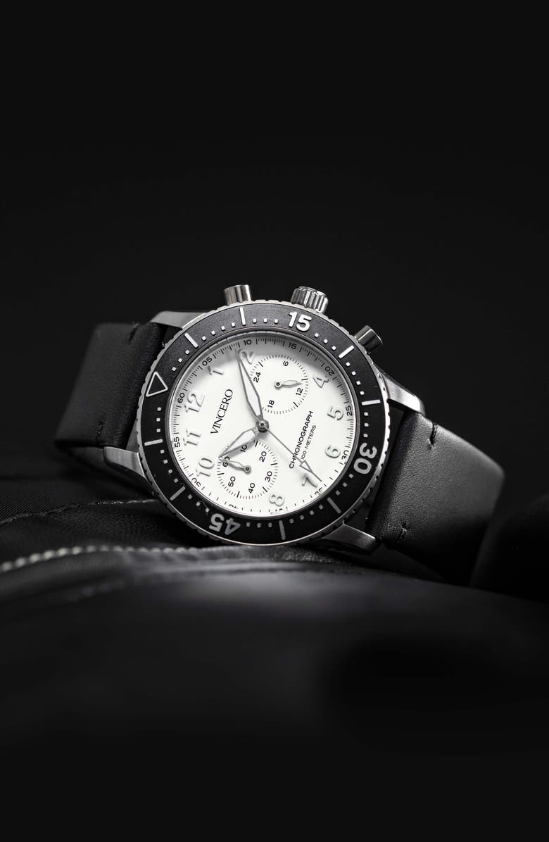 Vincero Outrider Chronograph Leather Strap Watch, 41mm, Alternate, color, 