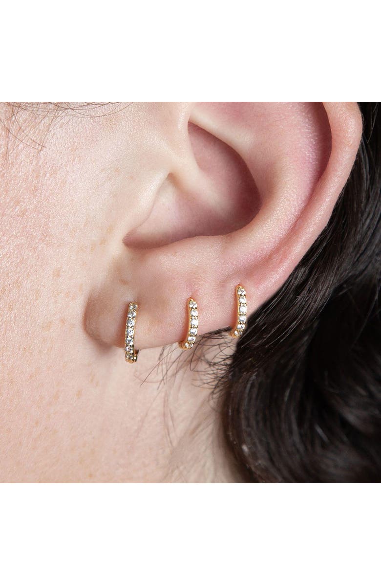 Outofoffice Gold Pavé Six Mm Huggie Hoop Earring, Alternate, color, Gold